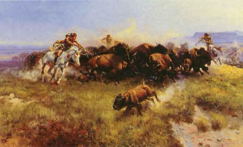 Charles M Russell The Buffalo Hunt oil painting image
